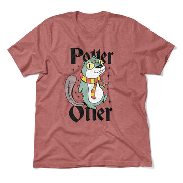 Potter Otter Men/Unisex T-Shirt in Heather Mauve color